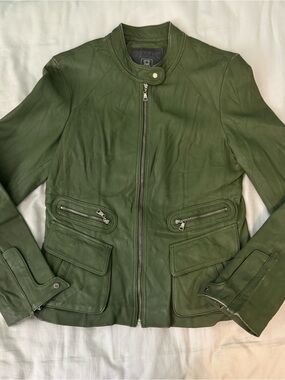 Olive Green Women's Leather Jacket
